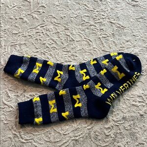 Michigan Wolverine Navy and Yellow Striped Socks